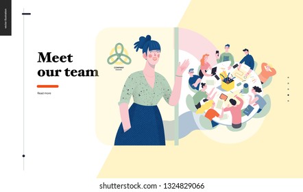 Technology 1 -Meet our team - modern flat vector concept digital illustration team metaphor, company presentation. Business workflow and team management Creative landing web page design template