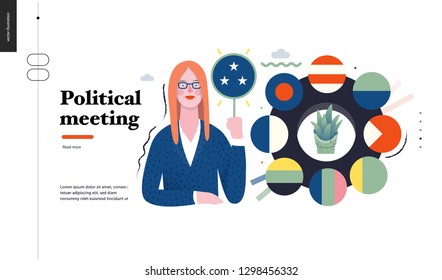 Technology 1 - Political meeting - flat vector concept digital illustration political meeting metaphor. Creative landing web page design template