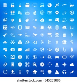 technology 100 icons set for web flat