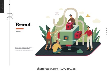 Technology 2 -Brand modern flat vector concept digital illustration branding metaphor, company brand promotion. Business workflow and team management Creative landing web page design template