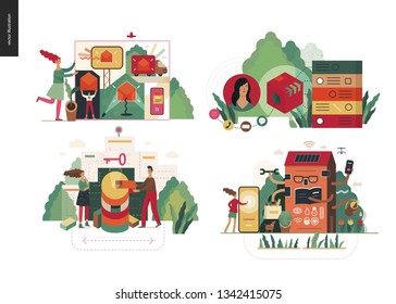 Technology 2 set - modern flat vector concept digital illustration- Marketing Promotion, Solution, Intelligent building, CRM Customer Relationship Management. Creative landing web page design template - Powered by Shutterstock - Get 15% off with code: PIKWIZARD15