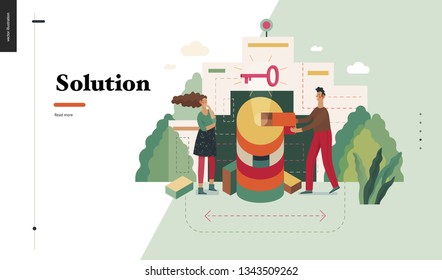 Technology 2 - Solution - modern flat vector concept digital illustration Problem Solution metaphor, abstract. Business workflow management. Creative landing web page design template