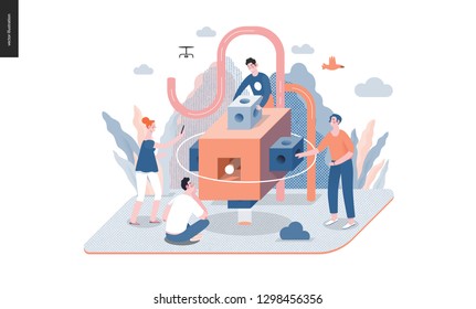 Technology 3 -Brand modern flat vector concept digital illustration branding metaphor, company brand promotion. Business workflow and team management Creative landing web page design template