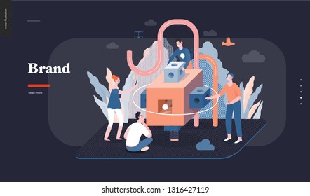Technology 3 -Brand modern flat vector concept digital illustration branding metaphor, company brand promotion. Business workflow and team management Creative landing web page design template