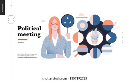 Technology 3 - Political meeting - flat vector concept digital illustration political meeting metaphor. Creative landing web page design template