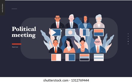 Technology 3 - Political meeting - flat vector concept digital illustration political meeting metaphor. Creative landing web page design template
