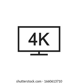 Technology 4k tv screen isolated vector icon on white background