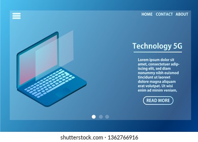 Technology 5G digital isometric concept -vector.