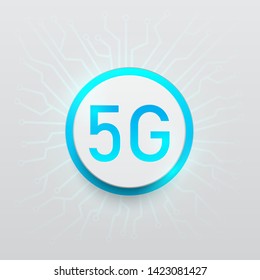 technology 5G vector button on network ,white background