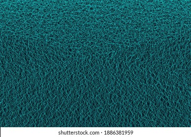 Technology abstract 3d futuristic background with bends and wave. Spider web. Blue colors. Cyber technology. Stock vector illustration on black isolated background.