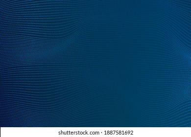 Technology abstract 3d futuristic background with bends and wave. Blue colors. Cyber technology. Grid. Stock vector illustration on black isolated background.