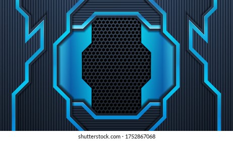 Fondo abstracto de tecnología perforada futurista con líneas azules. Diseño de concepto de vectores.
