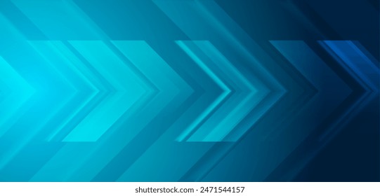 Technology abstract background with bright blue arrows. Abstract geometric vector design