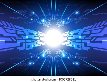 Technology abstract background with circuit board concept with flare, Vector illustration background.