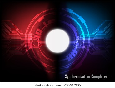 Technology Abstract background with circuit board concept in red blue tone, Vector illustration.