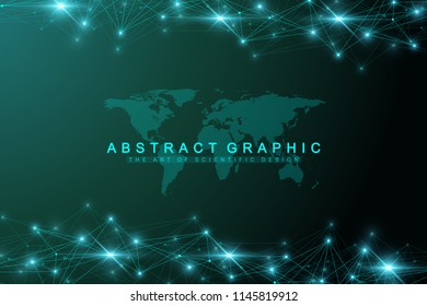 Technology abstract background with connected line and dots. Big data visualization. Perspective backdrop visualization. Analytical networks. Vector illustration