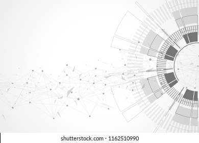 Technology abstract background with connected line and dots. Big data visualization. Perspective backdrop visualization. Analytical networks. Vector illustration