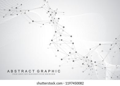 Technology abstract background with connected line and dots. Big data visualization. Perspective backdrop visualization. Analytical networks. Vector illustration