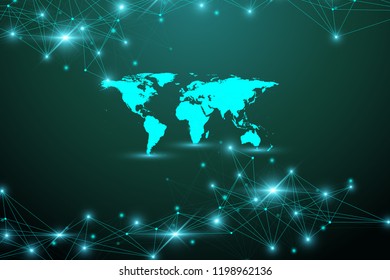 Technology abstract background with connected line and dots. Big data visualization. Artificial Intelligence and Machine Learning Concept Background. Analytical networks. Vector illustration