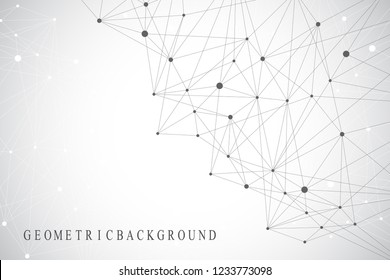 Technology abstract background with connected line and dots. Big data visualization. Perspective backdrop visualization. Analytical networks. Vector illustration.