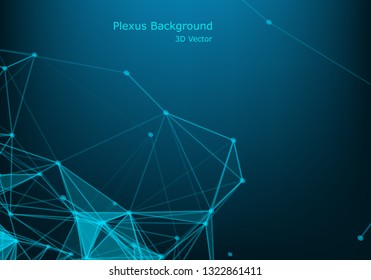 Technology abstract background with connected line and dots. Big data visualization. Perspective backdrop visualization. Analytical networks. Vector illustration