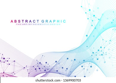 Tecnología de fondo abstracto con líneas y puntos conectados. Gran visualización de datos. Antecedentes del concepto de inteligencia artificial y aprendizaje automático. Redes analíticas. Ilustración vectorial.