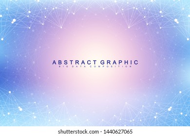 Technology abstract background with connected line and dots. Big data visualization. Artificial Intelligence and Machine Learning Concept Background. Analytical networks. Vector illustration.