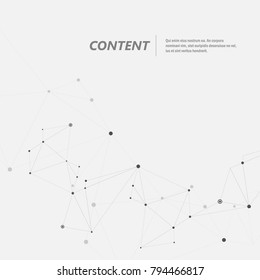 Technology abstract background with connected line and dots. Vector geometric illustration.
