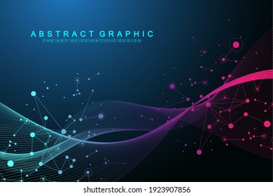 Technology abstract background with connected lines and dots. Big data visualization. Network and connection background. Digital technology. Vector illustration