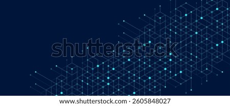 Technology abstract background with cubes, lines, dots and hexagons. Hexagonal digital concept for poster, banner, header, footer, presentation, Innovation pattern. Vector illustration
