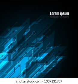 technology abstract background, dark blue digital system wallpaper, template for website cover poster banner brochure and more, flat vector design 