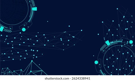 Technology Abstract background. Dark blue graphic design. Suit for business, banner, cover, header, wallpaper, corporate, website, flyer.