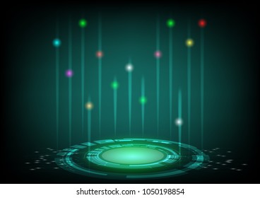 Technology abstract background dark green blue color vector illustrations design colorful beam lighting futuristic style. digital electronics technology concept 