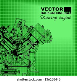 Technology abstract background. Drawing engine. Vector.