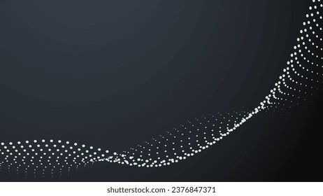 Technology abstract background. Abstract Flowing dot particles. Scientific background with copy space. Dots structure, shape. Abstract geometric gradient backdrop. Vector