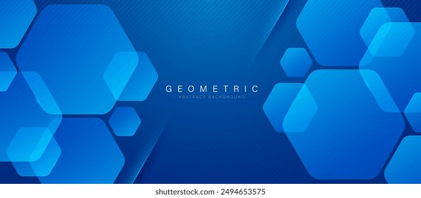 Fondo abstracto de la Tecnología con Formas geométricas. Moderno Diseño gráfico de Formas hexagonales azules futuristas. Tecnología de Ciencia y concepto médico. Ilustración vectorial