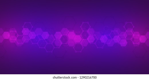 Technology abstract background. Geometric texture with molecular structures and chemical engineering. Abstract background of hexagons pattern
