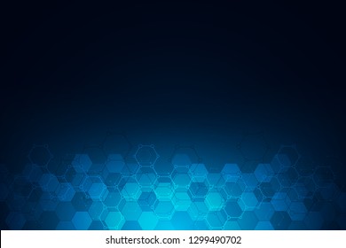 Technology abstract background. Geometric texture with molecular structures and chemical engineering. Abstract background of hexagons pattern