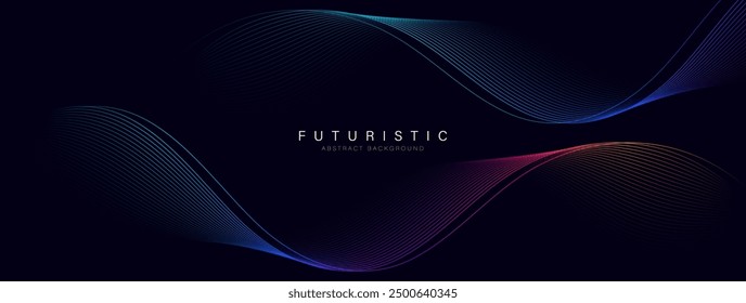 Technology abstract background with glowing wave. Shiny moving lines design element. Modern gradient flowing wavy lines. Futuristic tech graphic. Suit for banner, website, business, corporate, cover