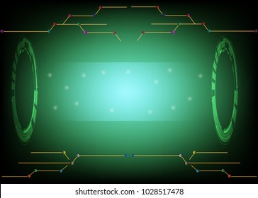 Technology abstract background green color with lighting vector illustrations. Technology cyber security digital scan and connecting concept 