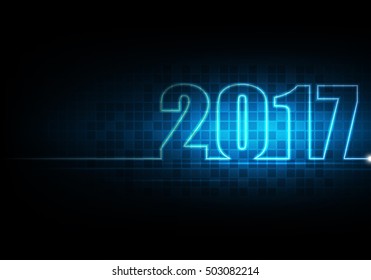 Technology abstract background for happy new year and new innovation software for 2017 year, vector illustration