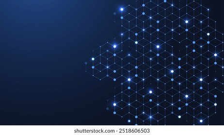 Technology abstract background lines, dots and hexagons. Hexagonal digital concept for poster, banner, header, footer.