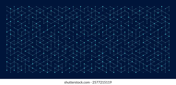 Technology abstract background lines, dots and hexagons. Hexagonal digital concept for poster, banner, header, footer.