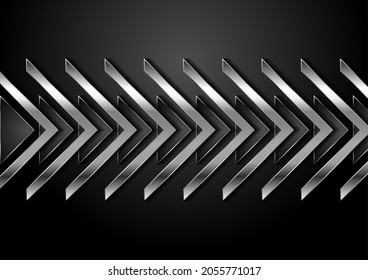 Technology abstract background with metallic silver arrows. Vector design