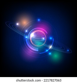 Technology abstract background of stars and global in the galaxy, Vector and illustration.
