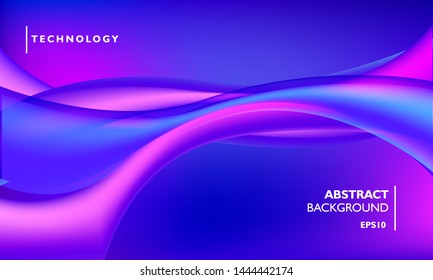 Technology abstract background template with wave shapes on gradient shiny colors