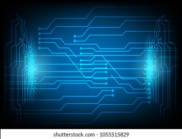 Technology abstract background vector illustrations design blue lighting circuit futuristic style. digital electronics technology concept