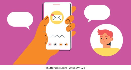 Technology abstract background. Work online, freelancing, education. Cartoon style. Vector illustration