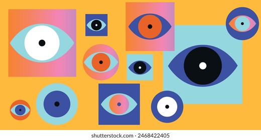 Technology abstract background. Work online, freelancing, education. Cartoon style. Vector illustration