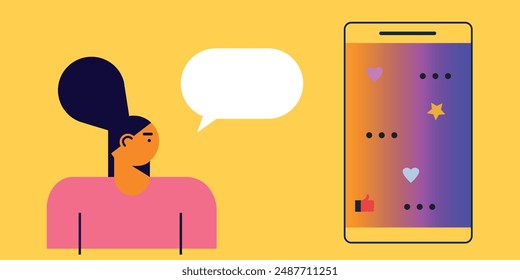 Technology abstract background. Work online, freelancing, education. Cartoon style. Vector illustration